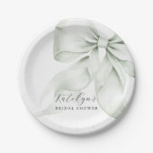 Assiettes En Carton Baby Shower Mariage au Ruban Vert (Devant)
