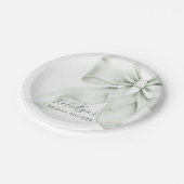Assiettes En Carton Baby Shower Mariage au Ruban Vert (Angle)