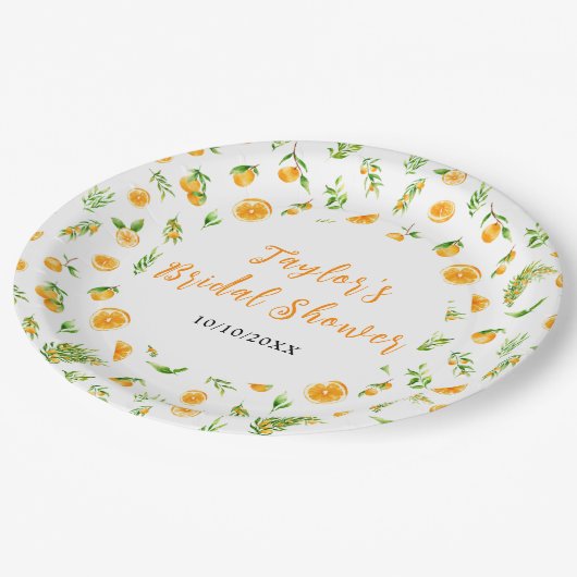 Assiettes En Carton Baby Shower Mariage aux Oranges Citrus (Angle)