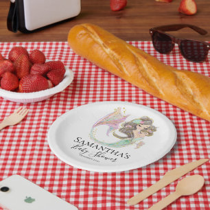ASSIETTES EN CARTON BABY SHOWER MERMAIN SOUS LA MER BLANCHE