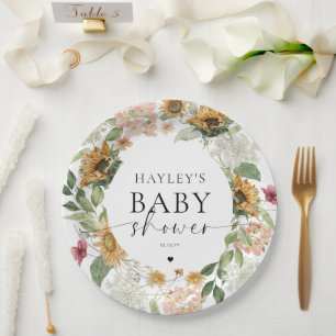 Assiettes En Carton Baby Shower Mews Tournesol Automnal