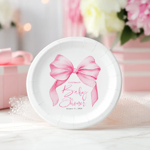 Assiettes En Carton Baby shower mignon à la corbeille rose