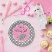 Assiettes En Carton Baby shower mignon de fille d'éléphant rose (Fête)