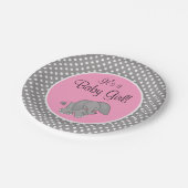 Assiettes En Carton Baby shower mignon de fille d'éléphant rose (Angle)