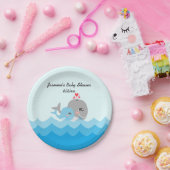 Assiettes En Carton Baby shower mignon de garçon de baleine (Fête)