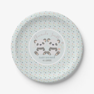 Assiettes En Carton Baby shower mignon de jumeaux d'ours panda