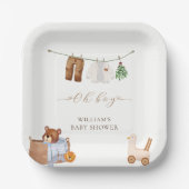 Assiettes En Carton Baby shower minimal Boho Boy (Recto)