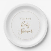 Assiettes En Carton Baby shower minimal en or (Devant)