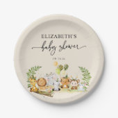 Assiettes En Carton Baby shower minimal mignon des animaux de la jungl (Devant)