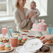 Assiettes En Carton baby shower minimal moderne