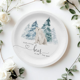 Assiettes En Carton Baby shower minimal pour ours polaires