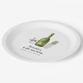 Assiettes En Carton Baby shower minimal vert Poppin Champagne bouteill (Angle)