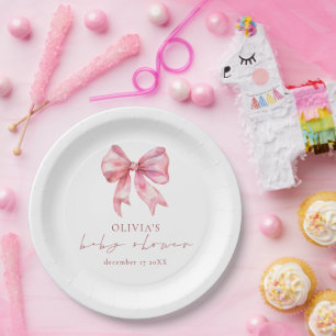 Assiettes En Carton Baby shower minimaliste de coquette rose