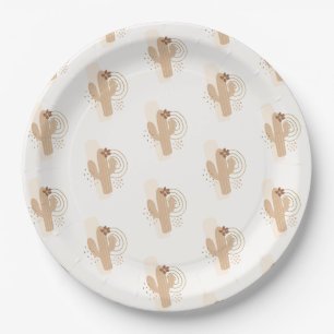 Assiettes En Carton Baby shower minimaliste moderne Boho Desert Cactus