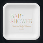 Assiettes En Carton Baby shower minimaliste moderne coloré<br><div class="desc">Ce sont des plaques de papier de Baby shower minimaliste moderne coloré!</div>