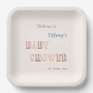Assiettes En Carton Baby-Shower Minimaliste Moderne de Couleur Marron