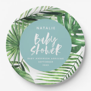 Assiettes En Carton baby shower moderne à la végétation tropicale e