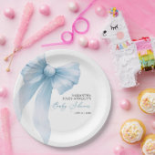 Assiettes En Carton Baby shower moderne Blue Bow (Fête)