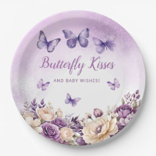 Assiettes En Carton Baby shower moderne Boho Watercolor Butterfly Girl