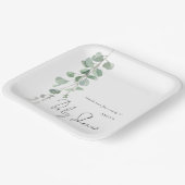 Assiettes En Carton Baby shower moderne de nom Eucalyptus (Angulaire)