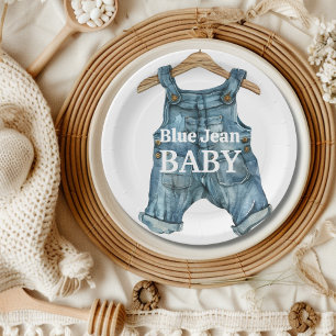 Assiettes En Carton Baby shower moderne Denim Blue Jean Baby Boy