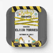 Assiettes En Carton Baby shower moderne en construction (Recto)