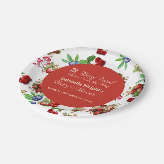 Assiettes En Carton Baby shower moderne Red Strawberry Blue Berry Swee (Angle)