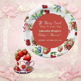 Assiettes En Carton Baby shower moderne Red Strawberry Blue Berry Swee
