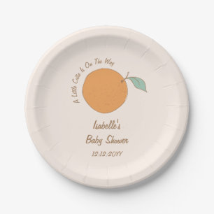 Assiettes En Carton Baby shower Moderne Un Petit Bébé Orange Mignon
