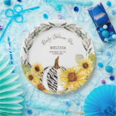 Assiettes En Carton Baby shower moderne Zebra White Citrouille Sunflow (Fête)