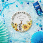Assiettes En Carton Baby shower moderne Zebra White Citrouille Sunflow (Fête)