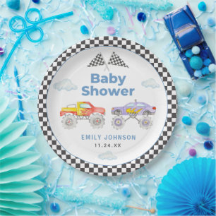 Assiettes En Carton Baby shower Monster Truck Boy