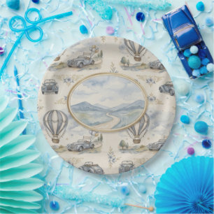 Assiettes En Carton Baby Shower Montgolfière Vintage