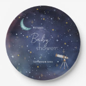 Assiettes En Carton Baby shower Moody Celestial Sky Moon & Stars (Devant)