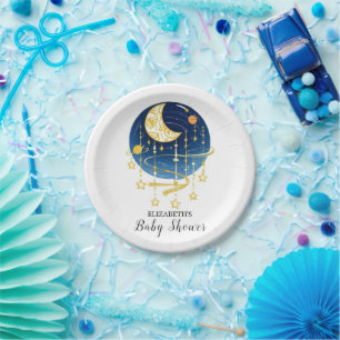 Assiettes En Carton Baby shower Moon Falling Stars