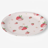 Assiettes En Carton Baby shower Motif de fraise rose HEIDI (Angle)