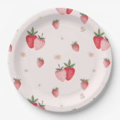 Assiettes En Carton Baby shower Motif de fraise rose HEIDI (Devant)