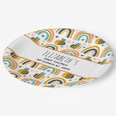 Assiettes En Carton Baby shower Motif de mignet Bumble Bee et Rainbows (Angle)