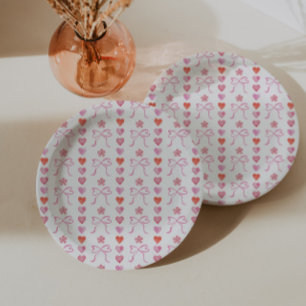 Assiettes En Carton Baby shower Motif des vaches et des coeurs