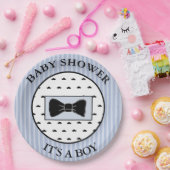 Assiettes En Carton Baby shower Moustache bleue et plaques Bowtie (Fête)
