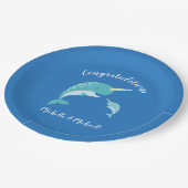 Assiettes En Carton Baby shower Narwhal Blue Boy Whale (Angle)