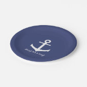 Assiettes En Carton Baby shower Nautical Blue and White Boy (Angle)