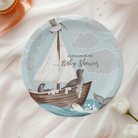 Assiettes En Carton Baby shower nautique