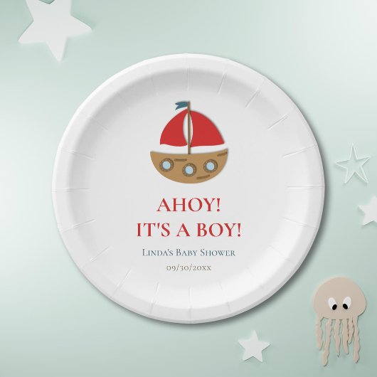 Assiettes En Carton Baby shower Nautique moderne mignonne