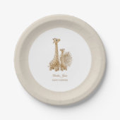 Assiettes En Carton Baby shower Neutral Boho Pampas Grass Giraffe (Devant)