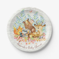 Baby shower neutre 7" d'animaux de région boisée