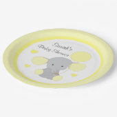Assiettes En Carton Baby shower neutre Arrosage d'éléphant gris jaune (Angle)