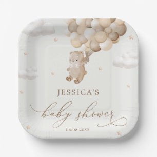Assiettes En Carton Baby shower neutre de l'ours en peluche