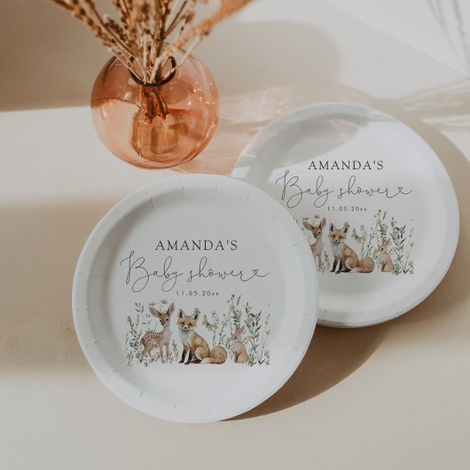 Assiettes En Carton Baby shower neutre pour les femmes dans les bois