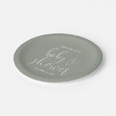 Assiettes En Carton Baby shower neutre Sage Green (Angle)